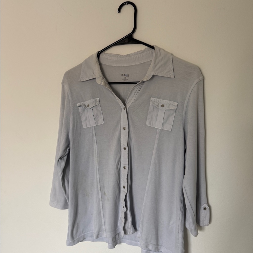 Gray Button-Up Women's Top